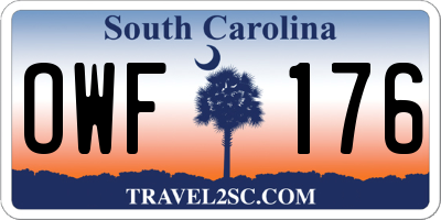 SC license plate OWF176