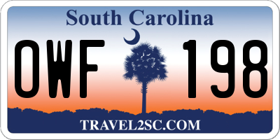 SC license plate OWF198