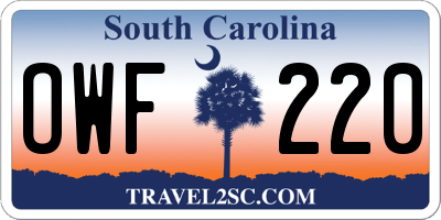 SC license plate OWF220