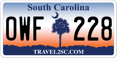 SC license plate OWF228