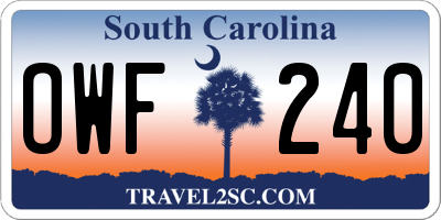 SC license plate OWF240