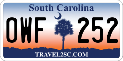 SC license plate OWF252
