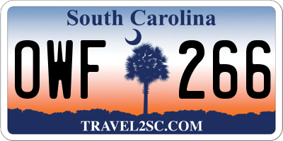 SC license plate OWF266