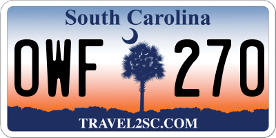 SC license plate OWF270