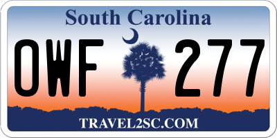 SC license plate OWF277