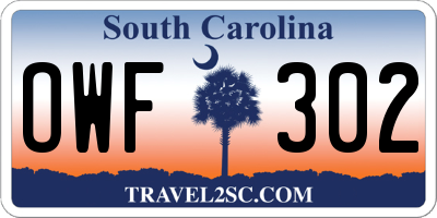 SC license plate OWF302