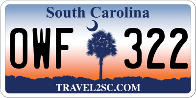 SC license plate OWF322