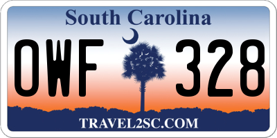 SC license plate OWF328
