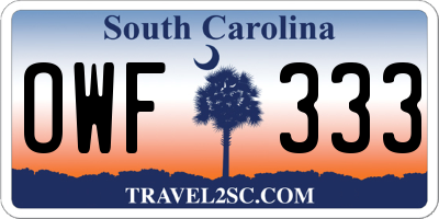 SC license plate OWF333