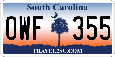SC license plate OWF355