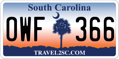 SC license plate OWF366