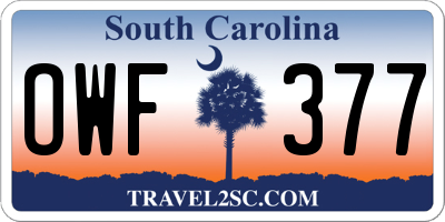 SC license plate OWF377
