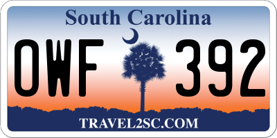 SC license plate OWF392