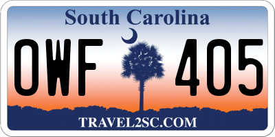 SC license plate OWF405