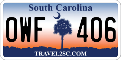 SC license plate OWF406