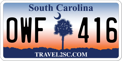 SC license plate OWF416