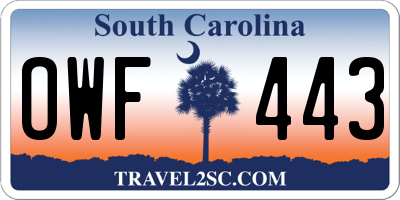 SC license plate OWF443