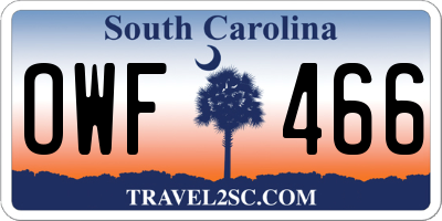 SC license plate OWF466