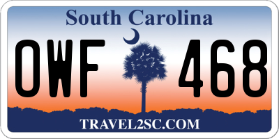 SC license plate OWF468