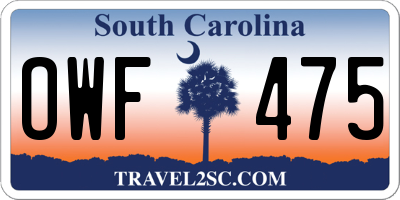 SC license plate OWF475