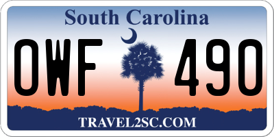 SC license plate OWF490