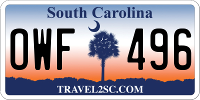 SC license plate OWF496