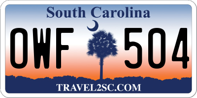 SC license plate OWF504
