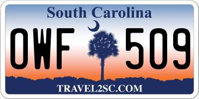 SC license plate OWF509