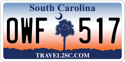 SC license plate OWF517