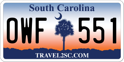 SC license plate OWF551