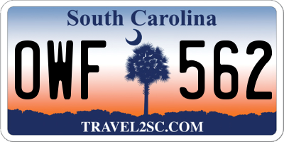 SC license plate OWF562