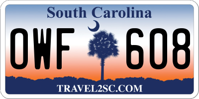 SC license plate OWF608