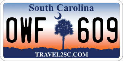 SC license plate OWF609