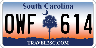 SC license plate OWF614