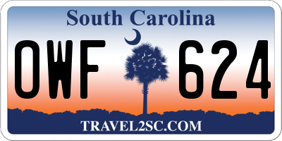 SC license plate OWF624