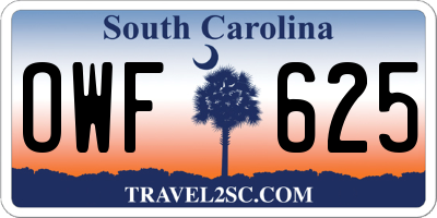 SC license plate OWF625