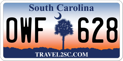 SC license plate OWF628