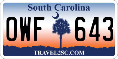 SC license plate OWF643