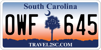 SC license plate OWF645