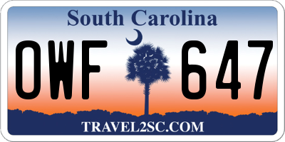 SC license plate OWF647