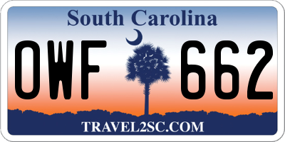 SC license plate OWF662