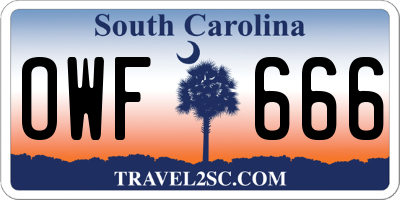 SC license plate OWF666