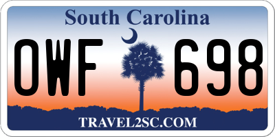 SC license plate OWF698