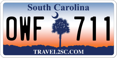 SC license plate OWF711