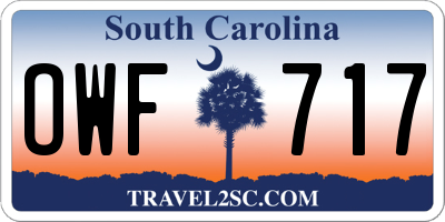 SC license plate OWF717