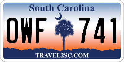 SC license plate OWF741