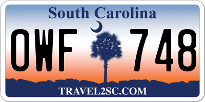 SC license plate OWF748
