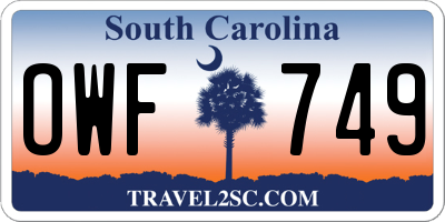 SC license plate OWF749