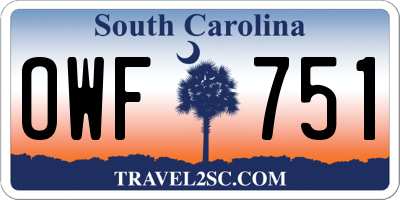 SC license plate OWF751