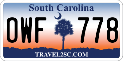 SC license plate OWF778